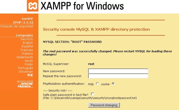 XAMPP - Clave de base de datos grabada