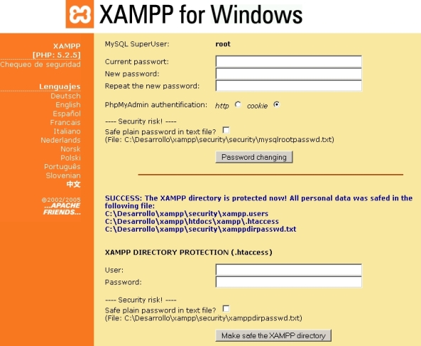 XAMPP - Asegurando servidor web